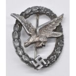 Luftwaffe unqualified air gunner's badge - introduced April 25th 1944 and awarded to personnel