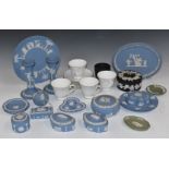 Large collection of Wedgwood Jasperware including a terracotta jardinière, Wedgwood tea ware in