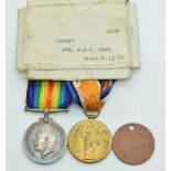 British Army WW1 medal pair comprising War Medal and Victory Medal named to 203587 Pte W G H Webb,