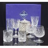 Large collection of cut glass including sets of boxed Edinburgh Crystal cut drinking glasses, wine