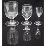 Three 19thC drinking glasses including Georgian rummer, tallest 14cm