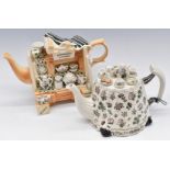 Two novelty Portmeirion teapots, tallest 21cm