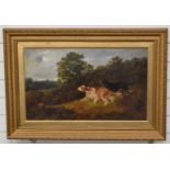 S. Martin 19thC oil on canvas of two dogs, Gordon setter and English setter, dated 1878, 38 x 68cm