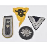 Three German Luftwaffe cloth badges comprising Gefreiters rank shoulder board, an aircraft equipment