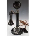 Vintage candlestick telephone, marked to base 7H, height 32cm