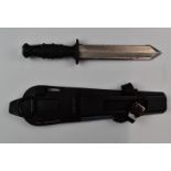 Royal Navy diver's knife by John Nowill & Sons Ltd, Sheffield, England to 20cm double edged blade,