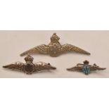 Three Royal Air Force sweetheart brooches all marked silver to reverse