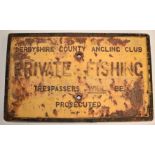 Original heavy cast iron Private Fishing by Derbyshire County Angling Club, L51 x W30cm