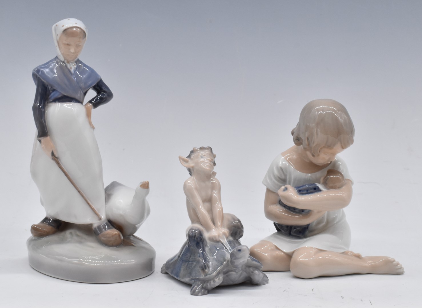 Royal Copenhagen figures including mice, girl with doll, faun/Pan riding a turtle and nine late 80/ - Image 3 of 3