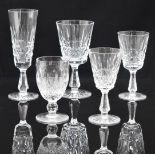 Waterford Crystal cut drinking glasses in the Colleen and Ashford patterns, including eight wine