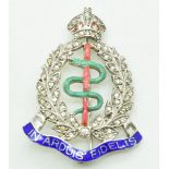 Royal Army Medical Corps paste enamel and silver sweetheart brooch