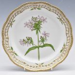 Royal Copenhagen reticulated Flora Danica charger 'Saponaria Officinalis L', monograms to base,