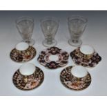 Three Royal Crown Derby Imari cups and saucers plus one extra cup, pattern no 2451, three Foley