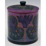 Dennis Chinaworks limited edition no 3 circular covered box decorated with cyclamen, H9cm