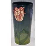 Dennis Chinaworks signed limited edition 71/74 cylinder vase decorated with tulips, H19cm