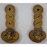 Pair of 19thC Royal Fusiliers officer's parade epaulettes with gilt braid decoration, gilt and white