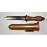 Possibly Galeazzi diver's knife screw in type with wooden handle, 15.5cm double edged blade and