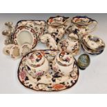 A collection of Masons Mandalay ceramics including photograph frames, ginger jars, jugs, lion