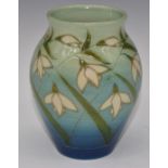 Dennis Chinaworks signed limited edition 121/131 baluster vase decorated with snowdrops, H13cm