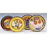 Four Wedgwood Clarice Cliff wall plaques / plates, diameter 20.5cm