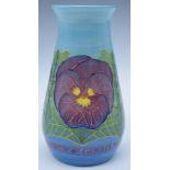 Dennis Chinaworks limited edition 14/30 signed Pansy vase with 'pansies for thoughts' border, H15cm