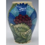 Dennis Chinaworks limited edition no 6 baluster vase decorated in the de Morgan cornflower