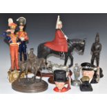 Military themed ceramic and other figures including Ballantynes of Walterburn Lifeguard, Naples