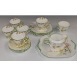 Approximately twenty pieces of Shelley Art Deco style six place setting tea ware, pattern no WSO67