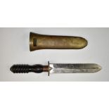 Siebe Gorman diver's knife c1960s push in example with spring grip, brass ferrule with AP62600 non-