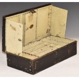 Charles Farlow, London Japanned fishing tackle box with lift out tray, L32 x W17 x H9cm