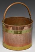 Copper and brass bucket, diameter 29, height 45cm