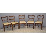 Set of six Victorian upholstered mahogany balloon back dining chairs