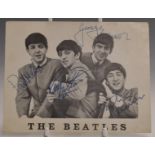 Beatles Fan Club postcard signed John Lennon, Paul McCartney, George Harrison and Ringo Starr, in