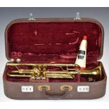 Melody Maker brass trumpet with Bach 351 5C and two further mouthpieces, in leatherette fitted case