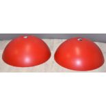 Pair of modern dome shaped red pendant light shades