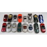 Sixteen Burago and Maisto 1:18 scale die-cast model vehicles to include Mustang Mach III, Ford GT90,