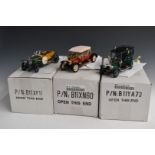 Three Franklin Mint diecast model Rolls Royce cars comprising 1907 Silver Ghost, 1910 Balloon