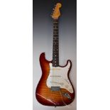 Fender Stratocaster electric guitar 1994-95 with flame body, Japanese manufacture, serial number