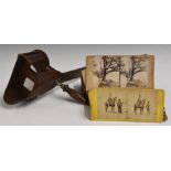 Victorian or early 20thC stereoscopic viewer together with approximately 60 cards including