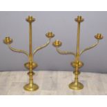 Pair of ecclesiastical brass candelabras, h58cm