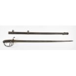 British 1921 pattern Artillery sword with shagreen grip, three bar hilt and 82cm decorated blade