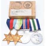 WW2 medals comprising 1939-1945 Star, Atlantic Star and Elizabeth II Long Service Good Conduct Medal