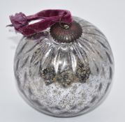 Vintage glass bauble with silvered finish, diameter 14cm