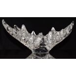 Lalique Champs-Élysées clear and frosted glass centrepiece bowl with moulded leaf decoration, signed