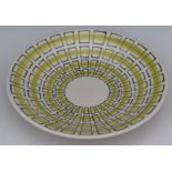 Poole Pottery mid century modern freeform charger or shallow dish, diameter 33 x H7cm