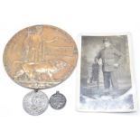 British Army WW1 Memorial Plaque / Death Penny for Sapper John James, Royal Engineers, with his