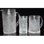 A collection of Geoffrey Baxter designed Whitefriars Glacier glassware comprising water set with jug