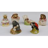 Six Royal Albert Beatrix Potter figures including Diggory Diggory Delvet and Mother Ladybird etc