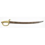 Continental short sword/cutlass with brass hilt and 50cm curved blade. PLEASE NOTE ALL BLADED