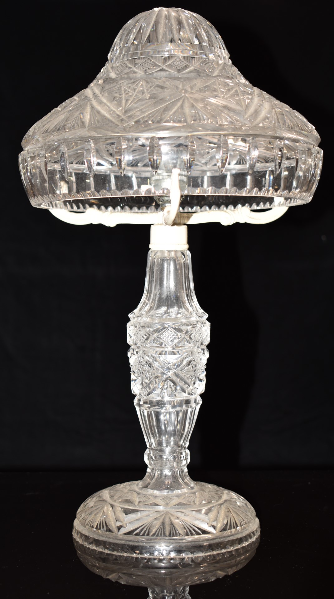 A large cut glass domed table lamp with metal mounts, H46cm - Image 2 of 2